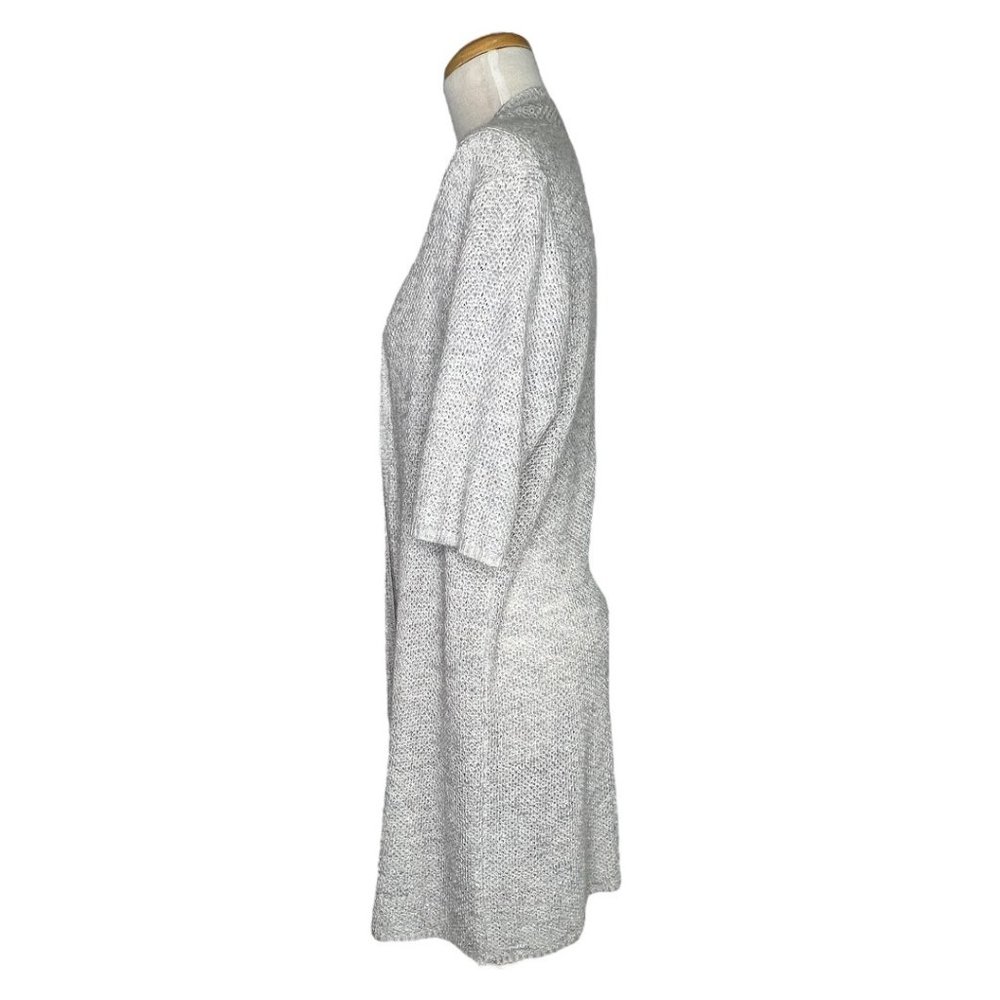 Eileen Fisher Open Front Long Tunic Knit Top Short Sleeves Cream Size S - Picture 5 of 10